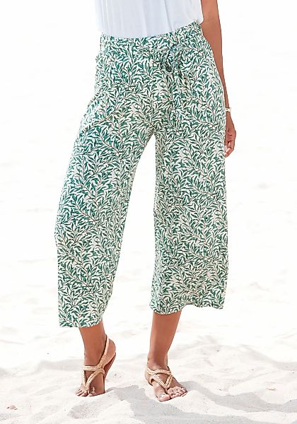Beachtime Culotte mit Blätterdruck und Bindeband, luftig-leichte Sommerhose günstig online kaufen