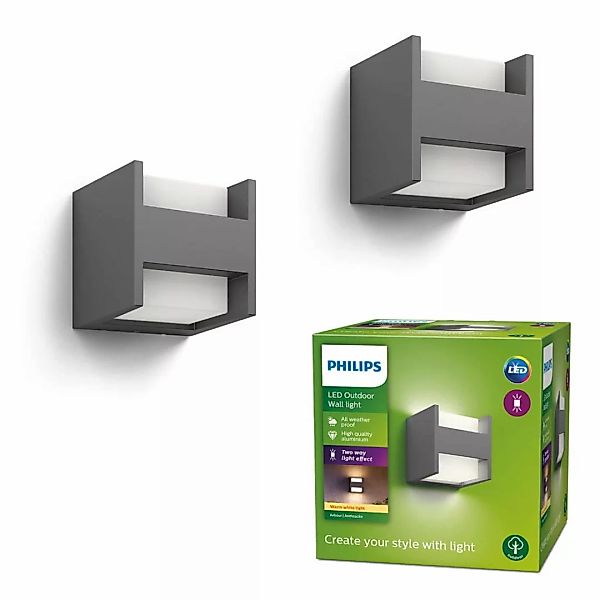 LED Wandleuchte Arbour in Anthrazit 2x 4,5W 1600lm IP44 Doppelpack günstig online kaufen