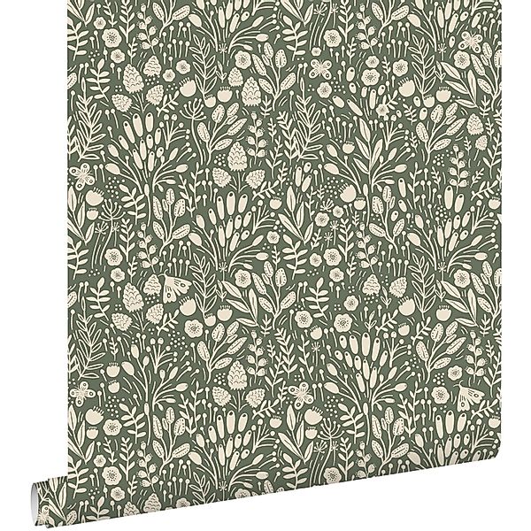 ESTAhome Tapete Blumen Grün 50 x 900 cm günstig online kaufen