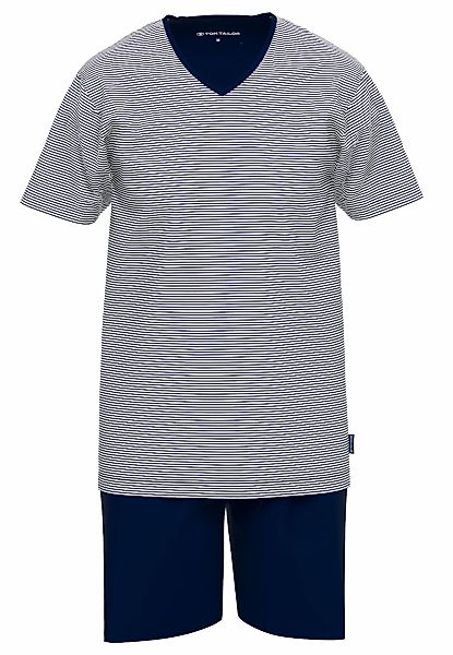TOM TAILOR Shorty "Nevada" 2 tlg. Streifendesign, Kurzarm, V-Ausschnitt, ku günstig online kaufen
