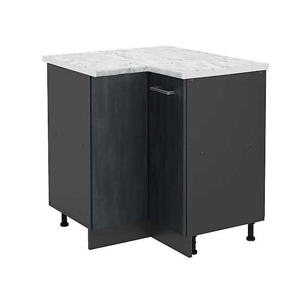 Vicco Eckunterschrank R-Line Schwarz Beton/Anthrazit 76 cm AP Marmor günstig online kaufen