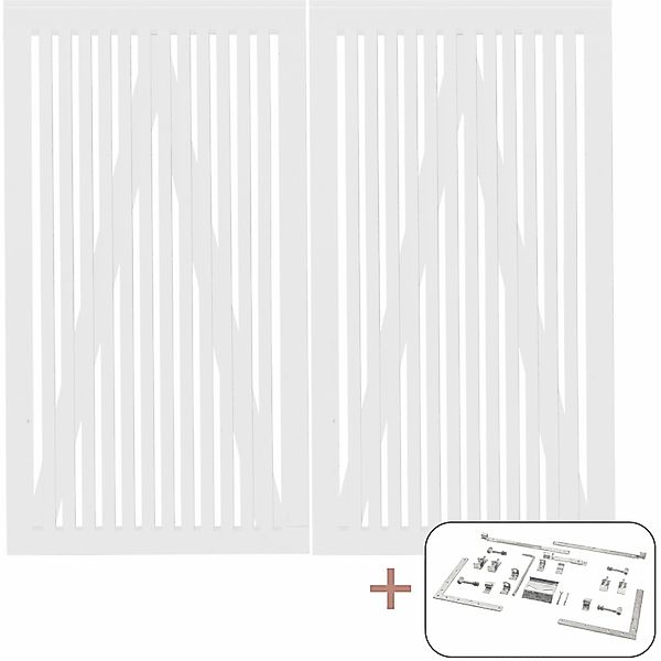 Doppeltor Sendai Nadelholz Weiß 200 cm x 180 cm günstig online kaufen