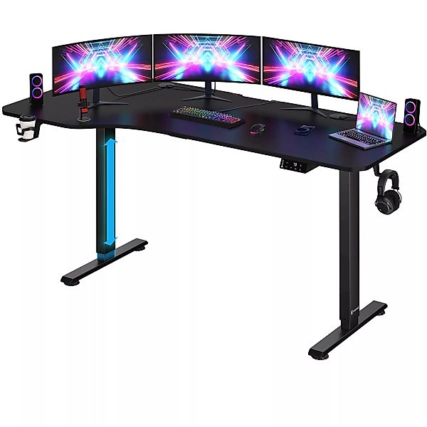 Höhenverstellbarer Schreibtisch Schwarz 160x75x73-118cm günstig online kaufen