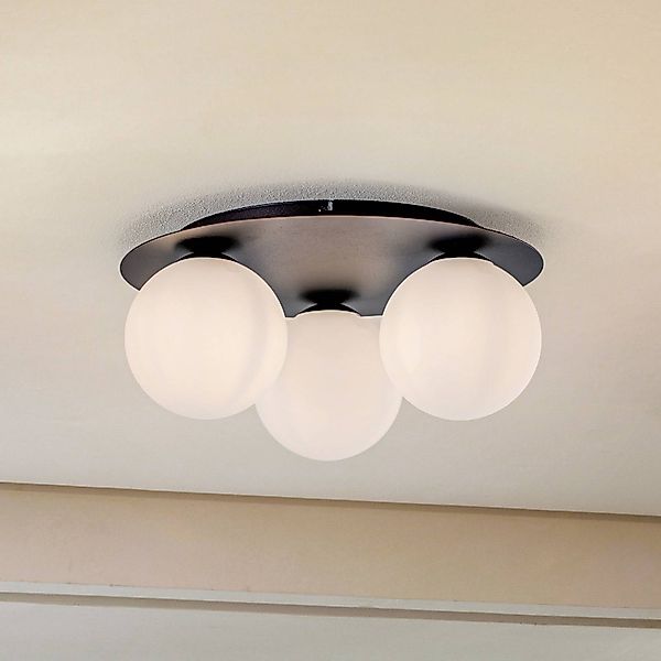 Deckenlampe Solar, schwarz/opal, dreiflammig günstig online kaufen
