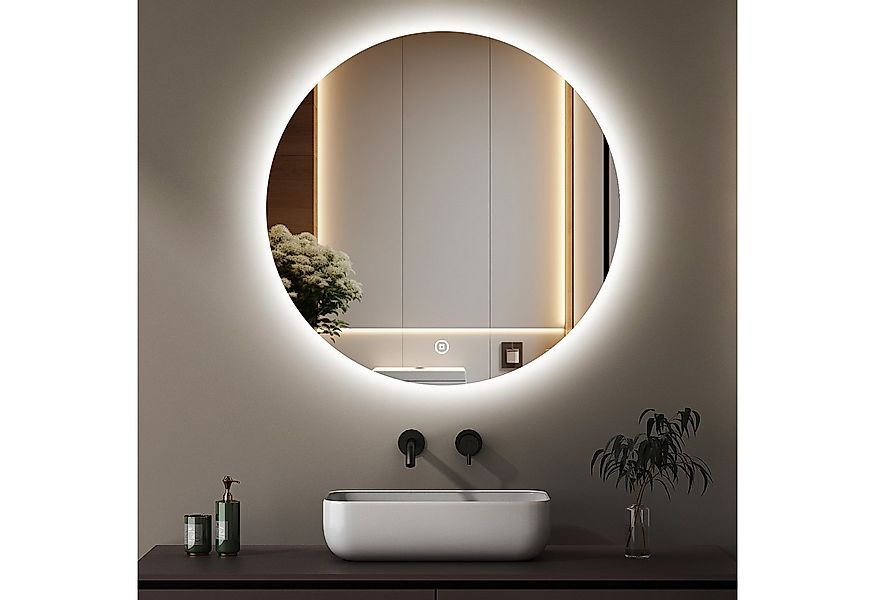 WDWRITTI Badspiegel Rund 70cm mit beleuchtung LED Spiegel Bad groß (Rundspi günstig online kaufen