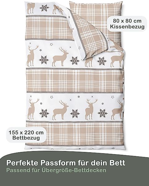 LINKHOFF Bettwäsche Biber Bettwäsche 135x200cm Christmas günstig online kaufen