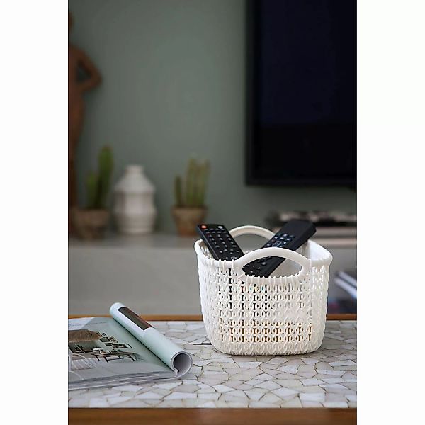 home24 Curver Aufbewahrungsbox Knit L Kunststoff Sandgrau 40x24x29 cm (BxHx günstig online kaufen