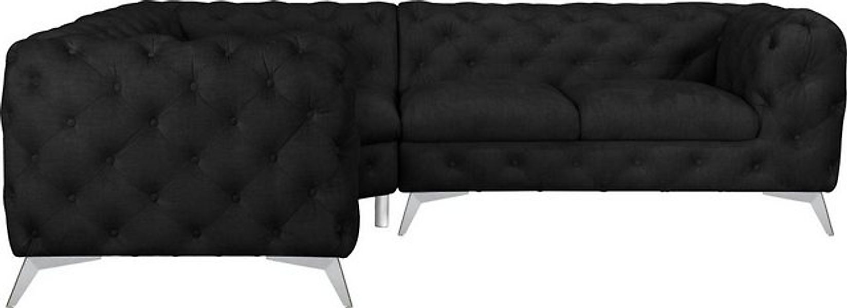Leonique Chesterfield-Sofa Ecksofa GLYNIS L-Form mit Wellenunterfederung, M günstig online kaufen