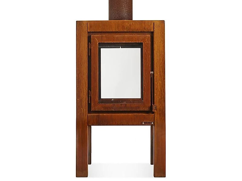 Quaruba Terrassenkamin Corten-Stahl Ohne Rollen XL 2 Seiten Glas Vorne + Hi günstig online kaufen
