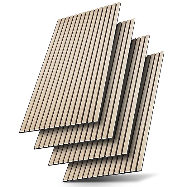 Juskys Wandpaneele Akustik 4er Set 120x60 cm Eiche Natur Hell günstig online kaufen