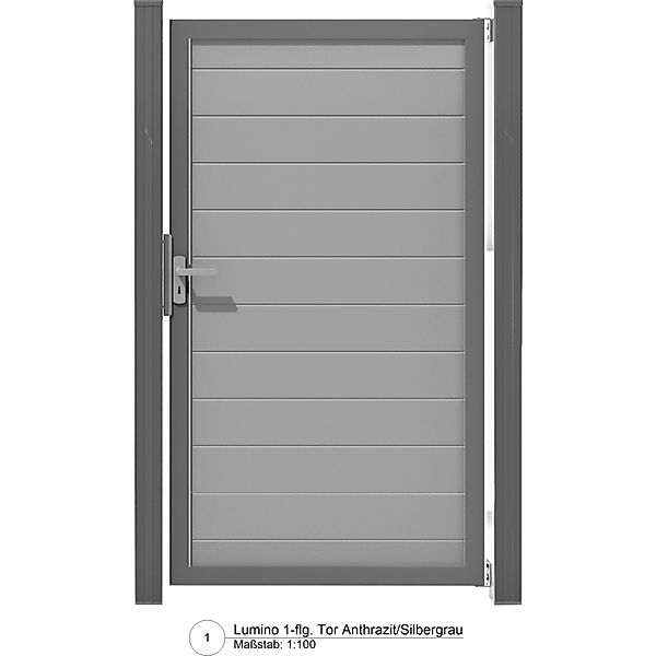 GroJa Lumino Tor Universal DIN Silbergrau mit Anthrazitrahmen 100 cm x 180 günstig online kaufen