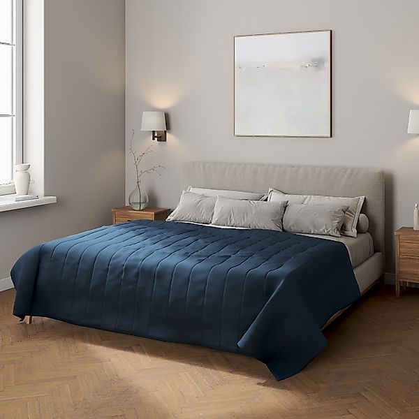 Tagesdecke mit Streifen-Steppung, marinenblau, Quadro (136-04) günstig online kaufen