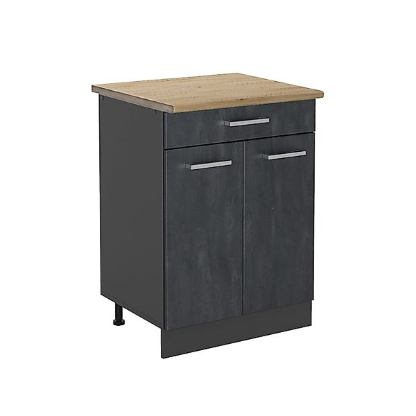 Vicco Küchenunterschrank R-Line Schwarz Beton/Anthrazit 80 cm AP Eiche günstig online kaufen