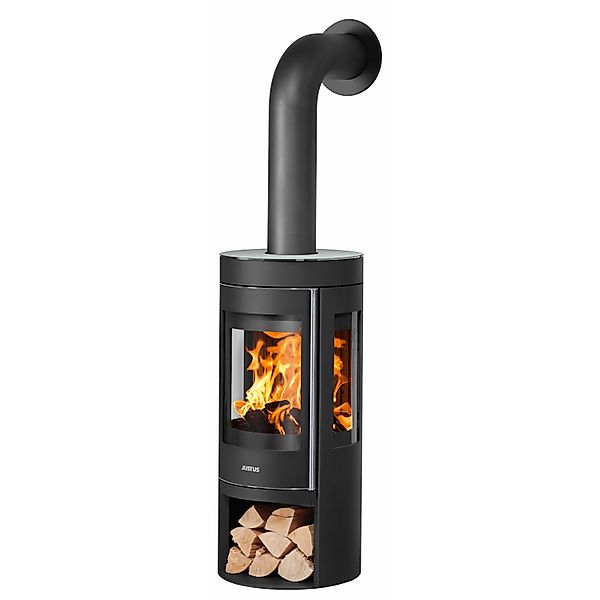 Justus Kaminofen Mino Trios 2.0 Stahl Schwarz mit Abdeckplatte Glas 5 kW günstig online kaufen