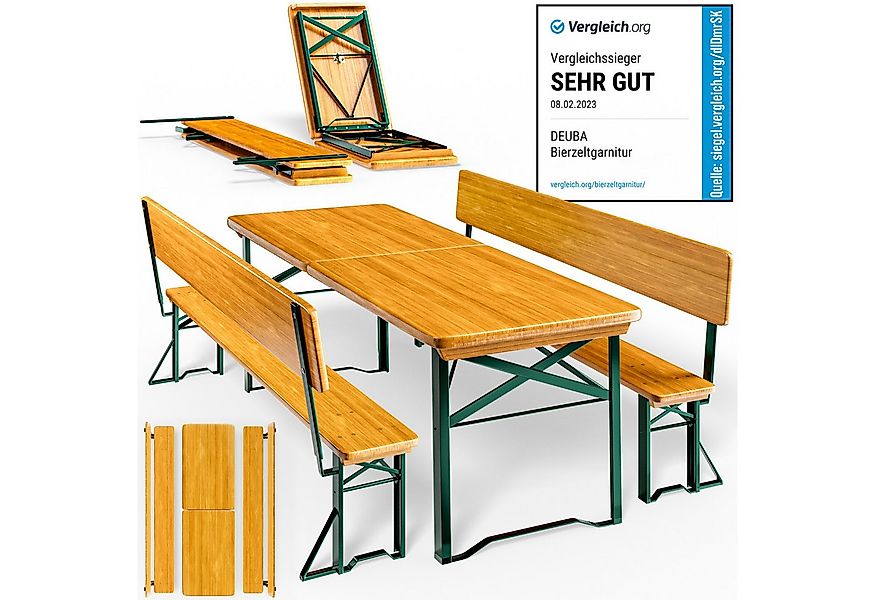 Casaria Bierzeltgarnitur, (3-tlg), mit Lehne 170 cm Klappbar Stabil 2x Bier günstig online kaufen