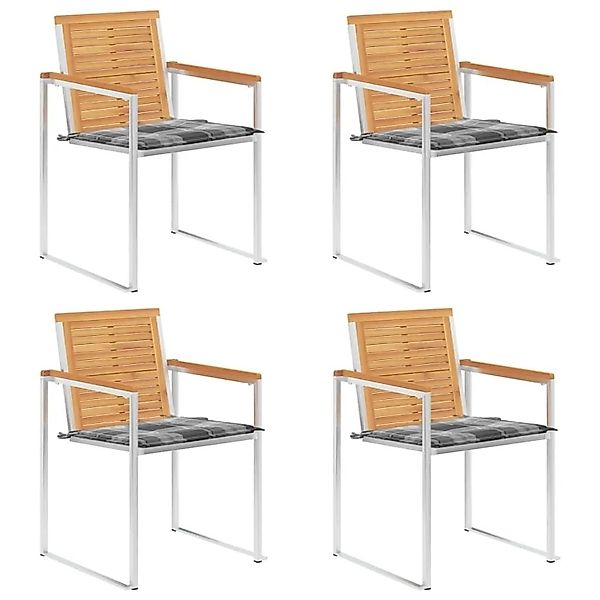 vidaXL Gartenstühle 4 Stk mit Kissen Massivholz Teak 3078568 günstig online kaufen