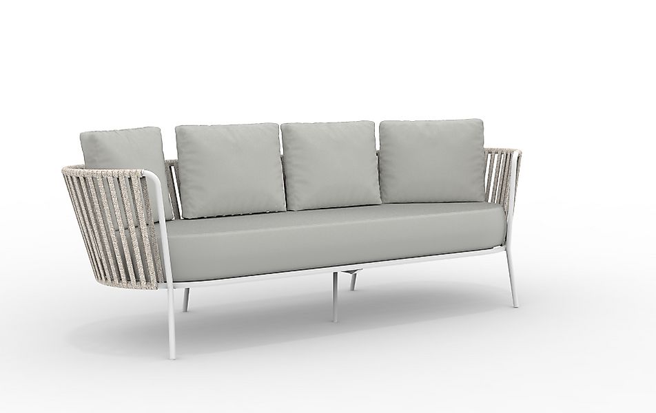 3-Sitzer Sofa Daisy Rope - wasserbeständig matt weiß, grau-grigio günstig online kaufen