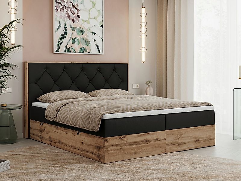 MKS MÖBEL Boxspringbett VENETO (Polsterbett, zwei Bettkästen, Topper T-25, günstig online kaufen