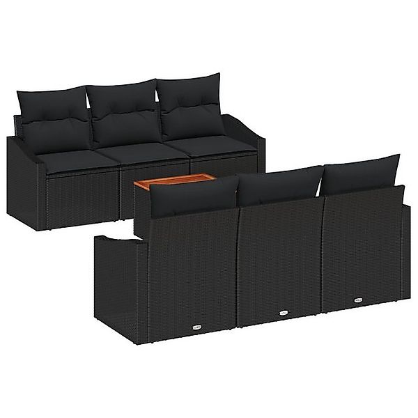 vidaXL Loungesofa 7-teiliges Garten Sofa Set mit Kissen Schwarz Poly-Rattan günstig online kaufen