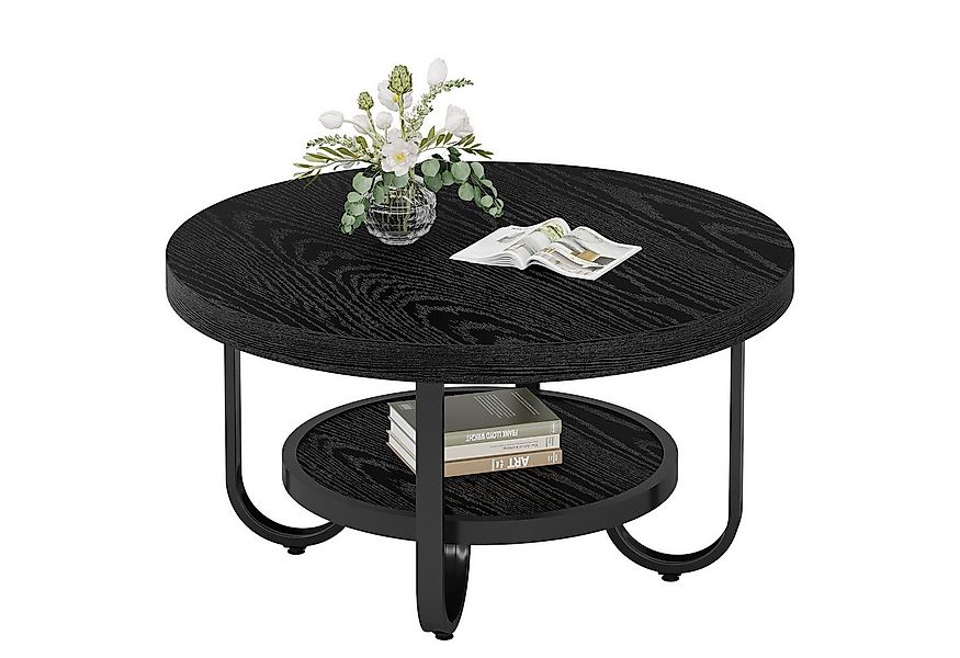 Tribesigns Couchtisch Runder Beistelltisch, 2-stöckiger Mittetisch mit Rega günstig online kaufen