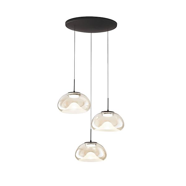 LED-Hängeleuchte Brena, 3-flg., cognac, Ø 35 cm CCT, dimmbar günstig online kaufen