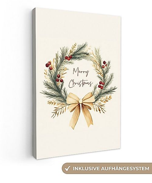 OneMillionCanvasses® Leinwandbild Weihnachtskranz - Weihnachten - Gold - Be günstig online kaufen