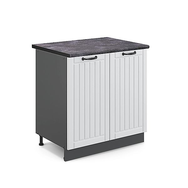Vicco Spülenunterschrank Fame-Line Weiß Landhaus/Anthrazit 80 cm mit Regal günstig online kaufen