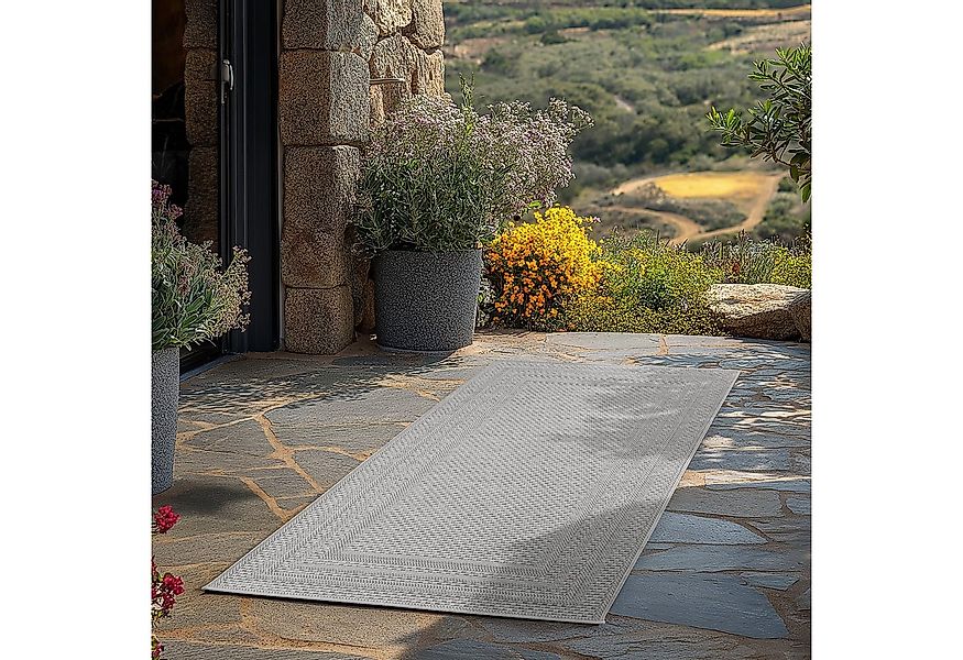 Teppium Teppich Schlichter Flatweave Teppich mit Rahmen, Rechteckig, Höhe: günstig online kaufen