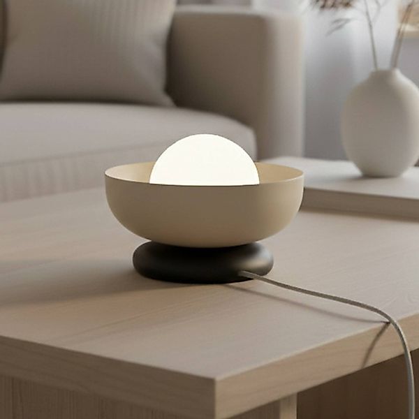 Tischleuchte Ozzy LN1, beige, Stahl/Glas, Höhe 13 cm, G9 günstig online kaufen