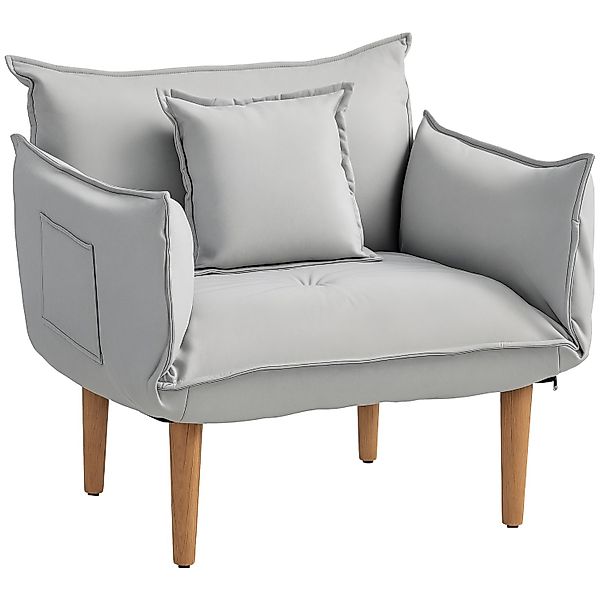 HOMCOM Sessel 2-in-1 mit Kissen Polyester Hellgrau 75L x 68B x 78H cm günstig online kaufen
