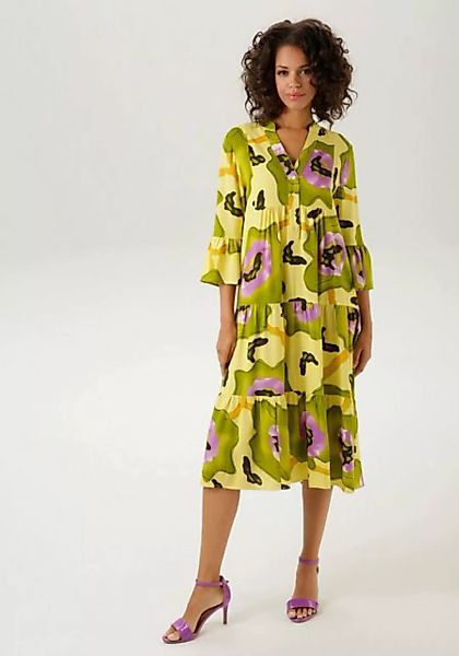 Aniston CASUAL Blusenkleid mit großflächigem, graphischem Blumendruck - NEU günstig online kaufen