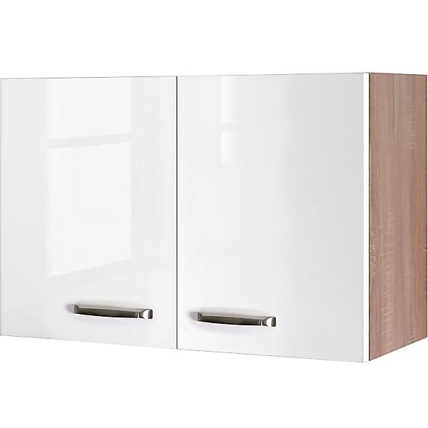 Flex-Well Exclusiv Küchen-Oberschrank Valero 80x55cm Hochglanz Weiß-Sonoma günstig online kaufen