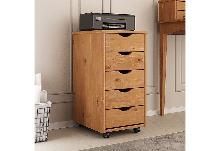 IDIMEX Rollcontainer LAGOS, Bürocontainer aus Massivholz mit 5 Schubladen E günstig online kaufen