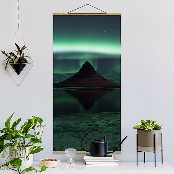 Stoffbild - Hochformat Polarlicht in Island günstig online kaufen