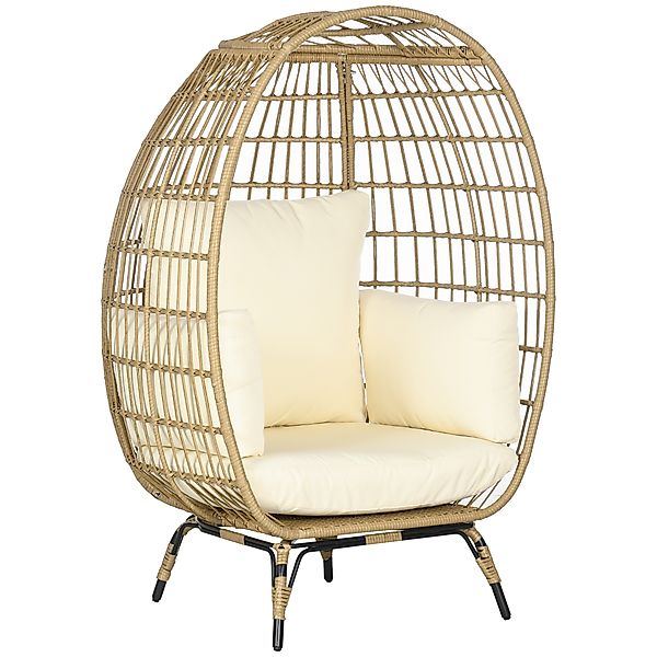 Outsunny Rattansessel Korbform mit Sitzkissen erhöhter Gartensessel für Bal günstig online kaufen