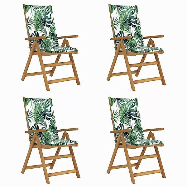 Verstellbare Gartenstühle 4 Stk. Mit Auflagen Massivholz Akazie günstig online kaufen