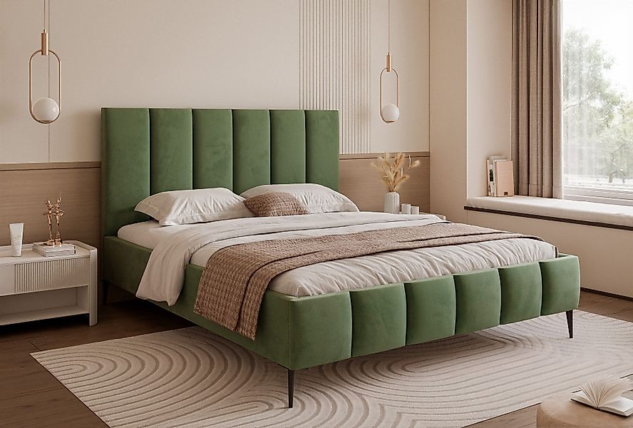 Goldstoff Polsterbett Elegantes Bett mit hohem günstig online kaufen