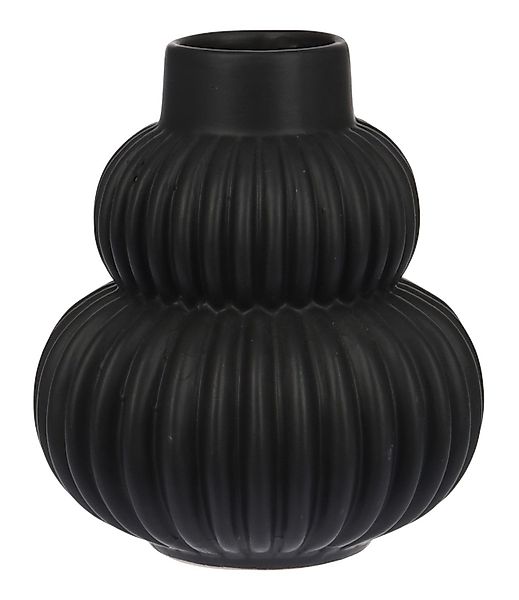 ZauberDeko Dekovase Vase Schwarz Geriffelt zwei günstig online kaufen