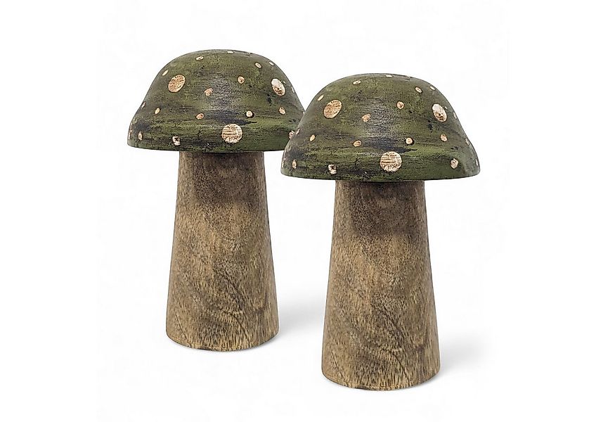 Spetebo Dekofigur Mangoholz Deko Pilze zum Hinstellen 12 cm - 2er Set (Anza günstig online kaufen