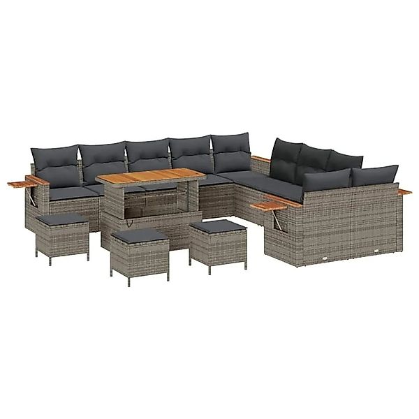 vidaXL Gartensofa-set mit Kissen 18-Tlg Grau Poly-Rattan 3365193 günstig online kaufen