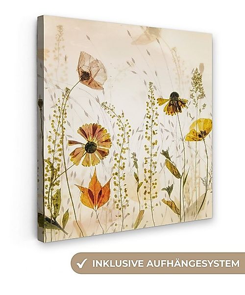 OneMillionCanvasses® Leinwandbild Illustration - Pflanzen - Insekten - Beig günstig online kaufen
