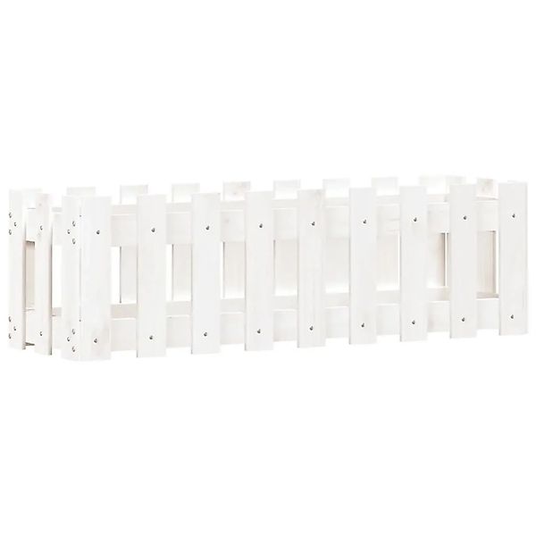 vidaXL Hochbeet Lattenzaun-Design Weiß 100x30x30 cm Massivholz Kiefer 83247 günstig online kaufen