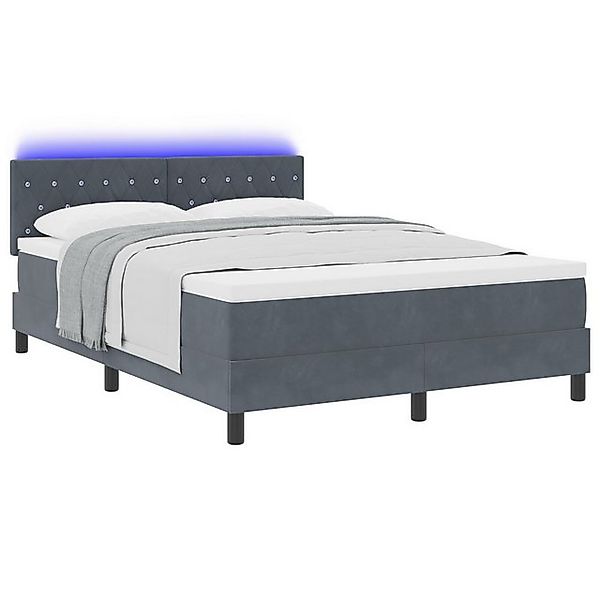 vidaXL Bett LED Boxspringbett mit Matratze Dunkelgrau 140x190 cm Samt (1-tl günstig online kaufen