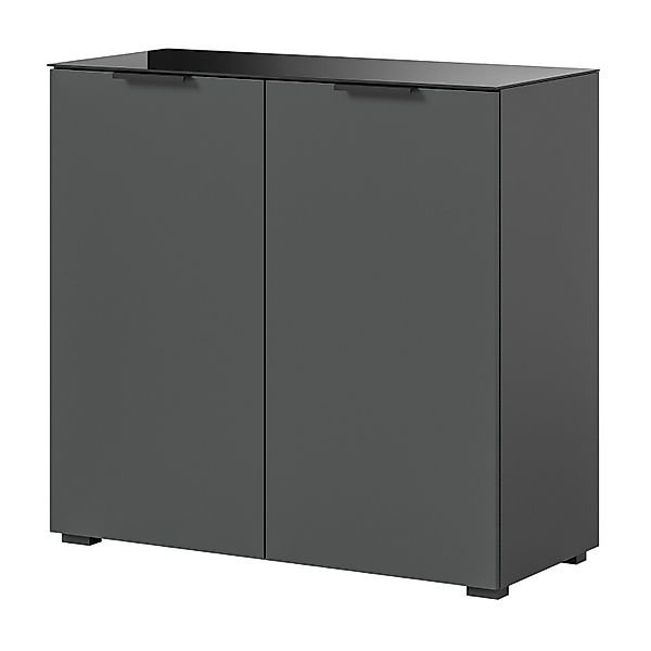 Inn.Furn Kommode Grau 90 cm mit Glasauflage und Soft-Close Riano günstig online kaufen