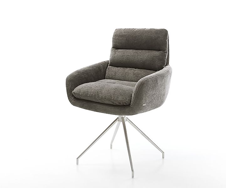Esszimmerstuhl Abelia-Flex mit Armlehnen Bouclé Soft Schlamm Kreuzgestell k günstig online kaufen