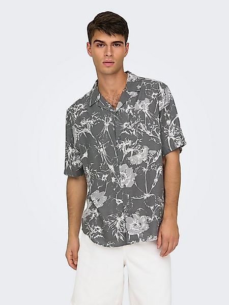 ONLY & SONS Kurzarmhemd Kurzarm-Hemd mit Blumenmuster, Button-Down-Kragen O günstig online kaufen