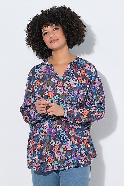 Angel of Style Longbluse Bluse A-Linie Struktur Blümchen-Muster Langarm günstig online kaufen