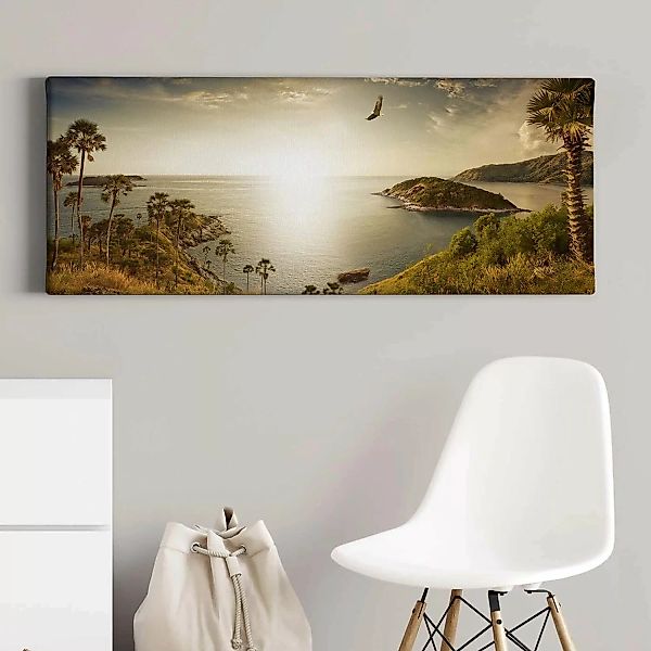 Bricoflor Panorama Bild Mit Insel Motiv Dschungel Leinwand Bild Mit Meer Mo günstig online kaufen
