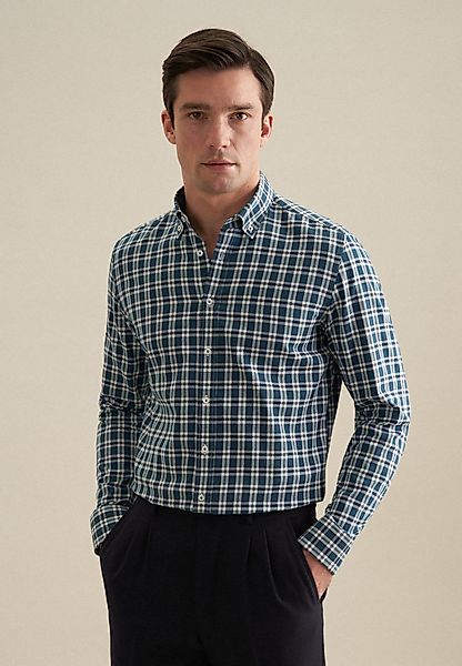 seidensticker Flanellhemd Shaped Shaped Langarm Button-Down-Kragen günstig online kaufen