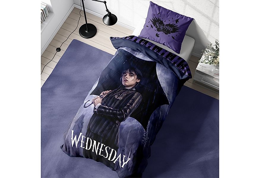 MTOnlinehandel Bettwäsche Wednesday 135x200 + 80x80 cm, Nevermore Fanartike günstig online kaufen